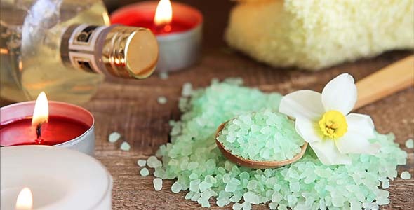 Bath salt massage oil and candles for spa 1 590x300
